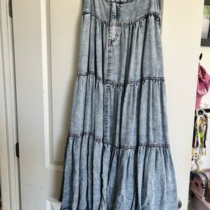 Oli & Hali Stonewashed Blue Maxi Skirt